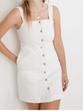 Madewell white denim button down dress